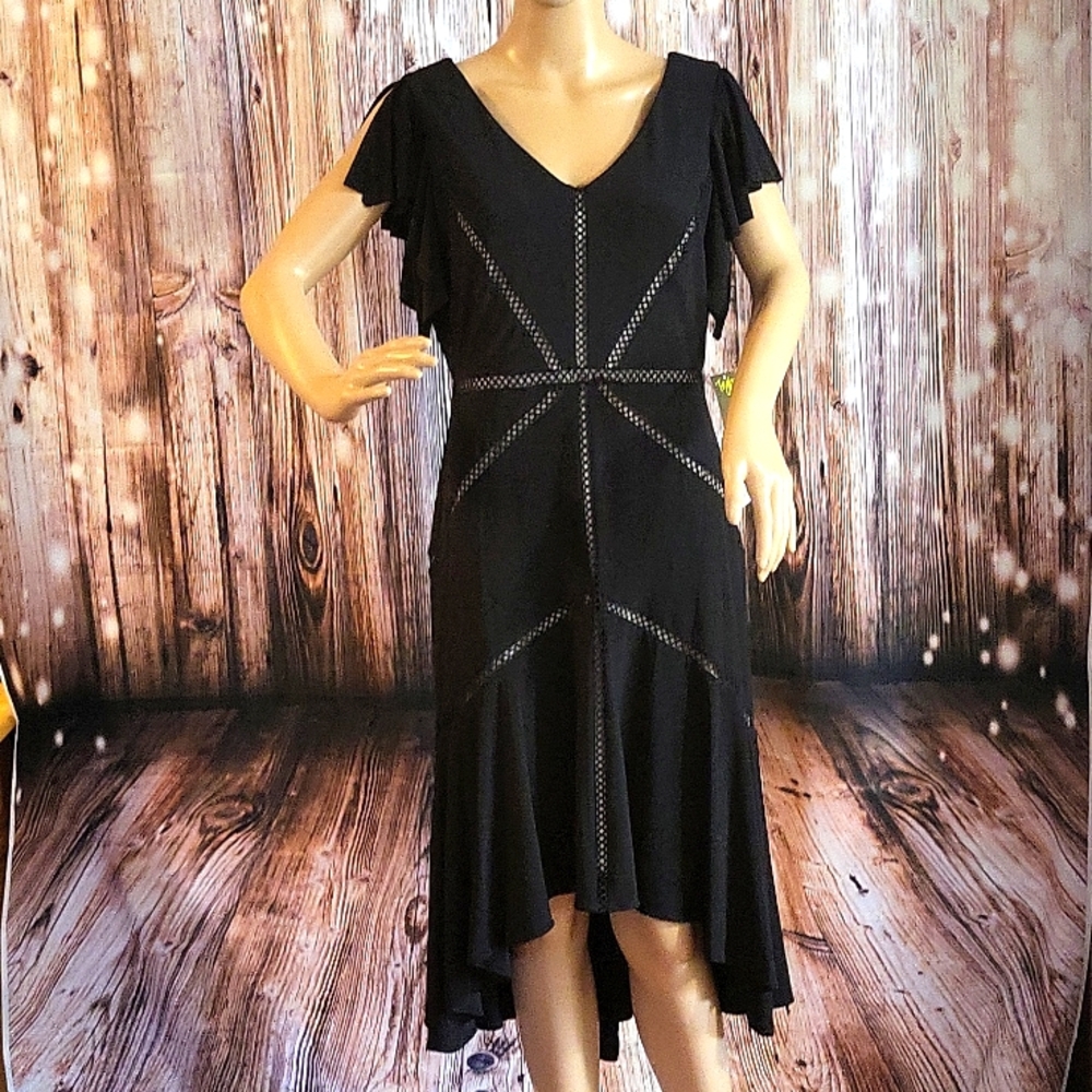 Taylor Women's Ruffle Sleeve Solid High Low Hem Dress Size 8P